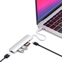 Satechi Slim Aluminum Type-C Multi-Port Adapter V2 with USB-C PD, 4K HDMI (60Hz), Micro/SD Card Readers, USB 3.0 - Compatible with 2022 MacBook Pro/ Air M2, 2020 MacBook Pro/ Air M1 (Silver)