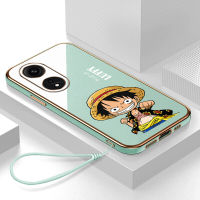 เคส OPPO Reno8 T 5G Case Cartoon Luffy เคสหรูหรา 6D ชุบซิลิโคนอ่อนนุ่มกรอบสี่เหลี่ยม Shiny Bling ฝาหลัง