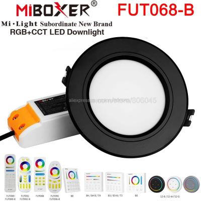 MBoxer FUT068-B สีดำ6W RGB + CT ไฟดาวน์ไลท์ LED 110V 220V หรี่แสงได้ไฟ LED ปิดภาคเรียน2.4G RF ระยะไกลควบคุมด้วยแอป Wifi