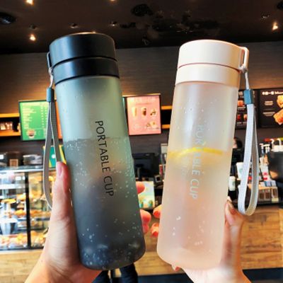 Sport Water Bottles 600/800ML Outdoor Travel Portable Camping Cup Creative Frosted Plastic Bottle with Tea Gap
