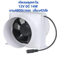 พัดลมดูดควัน12V DCทรงกลม+แถมตัวแปลงไฟ220V พัดลมดูด-เป่าควัน ทรงกลม4นิ้ว(97มม.)พัดลมระบายอากาศ พัดลมห้องครัว พัดลมดูดควัน