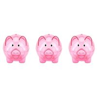 3X Cute Plastic Pig Clear Piggy Bank Coin Box Money Cash Saving Case Kids Toy Gift