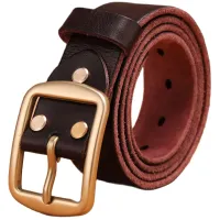 solid brass buckle for mens belts luxury full grain 100 genuine leather designer belt men high quality 2022 vintage jeans brown