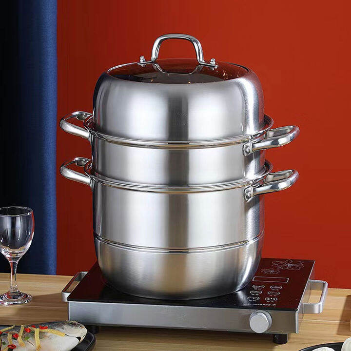 30CM High-quality Super Thick Stainless Steel 3-layer Steamer Multi ...