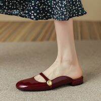 retro one-word s womens tent ler low heel we red lf-slip outdoor slippers women -GGX23722❣