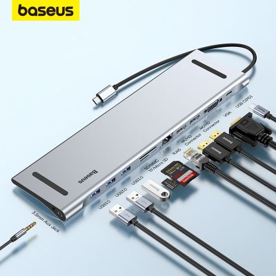 Baseus USB ฮับ Type C ถึง3.0 USB เข้ากันได้กับ RJ45ฮับ USB สำหรับตัวแยก USB MacBook Pro 11พอร์ต Type C ฮับ USB-C FONA