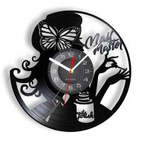 Hot sell Nail Master Beauty Salon Wall Clock Made Of Vintage Vinyl Record Manicure Nail Salon Studio Business Sign Nail Technician Gift