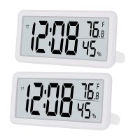 2X Digital Alarm Clock,Desk Clock,Battery Operated LCD Electronic Clock Decorations for Bedroom Kitchen Office - White