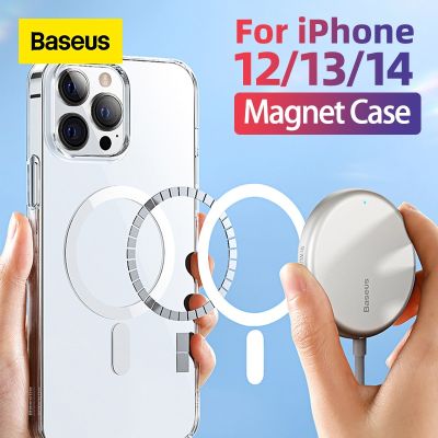 [สินค้าใหม่ในสต็อก] Baseus กรณีโทรศัพท์แม่เหล็กสำหรับ iPhone 14 13 12 2022 Pro Max สนับสนุนไร้สายชาร์จกลับกรณีใสปกป้องปก