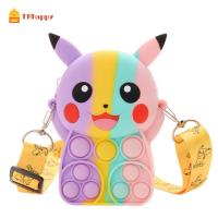 ZGOKTC Anti-stress Silicone การ์ตูน Stress Relief Rainbow Color Squeeze Toys Antistress ของเล่นบีบอัด Anime Coin Purse กระเป๋าปิกาจู Push Bubble Messenger กระเป๋า กระเป๋าสะพายโปเกมอน กระเป๋ามิกกี้พุชฟอง