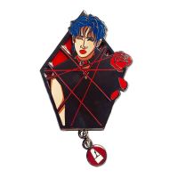 Custom A Handsome Man With Blue Hair Lapel Pin Circular Pendant Red Stain Glass Hard Enamel Black Nickel Metal Badge For Gift Fashion Brooches Pins