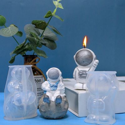 3D Silicone Astronaut Shaped Candle Mold Soft Easy Demould Lunar Human Body Molds Soap Resin Chocolate Ice Cube Mould Home Decor Ice Maker Ice Cream M