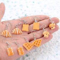 【CC】 1Pair Personality Baking Earrings Fashion Resin Bread Food Eardrop Jewelry