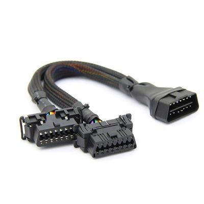 2 iN 1 OBD2 Extension Cable OBDII Male to 2 Female Splitter Car Computer Connection Conversion Plug Socket 30CM