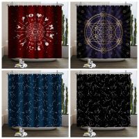 Tarot Divination Constellation Shower Curtain Sets Blake Bathroom Curtain Moon Sun Waterproof Bathroom Decor Curtain With Hooks