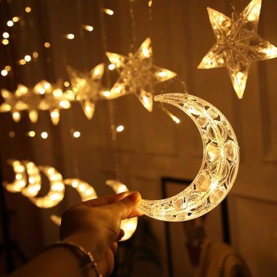 Moon Star Lights Ramadan Decorations String Light Eid Mubarak Lighting Ramadan Eid Al-Fit Muslim Fairy Garden Lights Decor