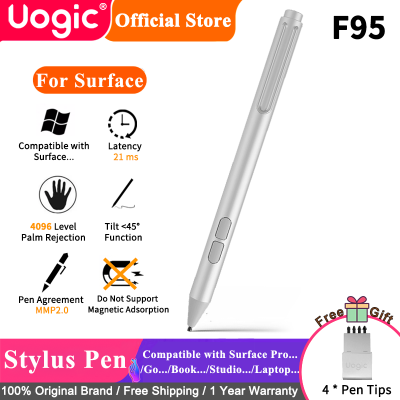 【 F95 】ปากกา Uogic Stylus สำหรับ Microsoft Surface [อัพเกรดแล้ว] 4096 ไวต่อแรงกด Palm Rejection Stylus เข้ากันได้กับ Surface Pro X/7/6/5/4, แล็ปท็อปพื้นผิว/หนังสือ/ไป/สตูดิโอ, พื้นผิว 3