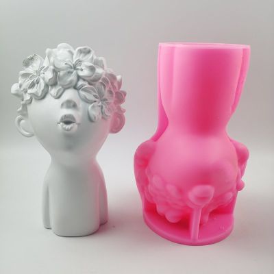 Blinded Boy Silicone Mold Abstract Portrait Design European style Home Plaster Decoration Candle Ornament DIY Gypsum Mold