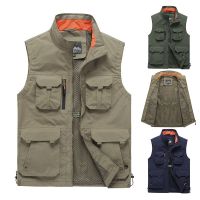 CODTheresa Finger Outdoor Casual Mens Vest Multi-pockets Zipper Jackets Sleeveless Male Photography Fishing Military Men Travel Drift Work Vests