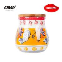 OMK 1000Ml กล่องกล่องเก็บอาหารขวดปิดสนิทโหลเซรามิกใส่ใบชา