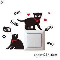 Korean Cartoon Cat Series Kitchen Light Switch Sticker Creative Wall Decoration Socket Paste Removable Wall Mural Home Ornaments Wall Stickers Decals