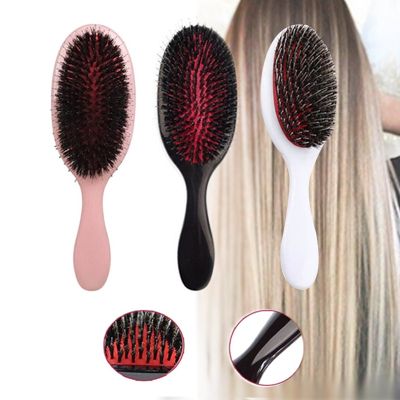 ‘；【。- 1PC Oval Boar Bristle &amp; Nylon Hair Comb Mini Anti-Static Hair Scalp Massage Comb Hairbrush Salon Hair Care Brush Styling Tool