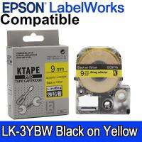 EPSON เทปพิมพ์ฉลาก เทียบเท่า LK-3YBW  เคลือบ 9มมX 8เมตร ตัวอักษรดำ/บนพื้นสีเหลือง สำหรับเครื่องพิมพ์ฉลาก ( Compatible Epson SC9YW / LC3YBW 9mm Black on Yellow Label Maker )