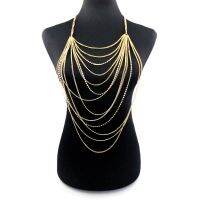 【YF】 Multi Layer Chain Necklace Women Statement Fashion Rhinestone Necklaces Tassel Maxi Colar Party Accessories