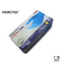 ถุงมือไนไตรสีฟ้า(100 ชิ้น)MICROTEX® รุ่น Extra Touch Full Texture | สำหรับสัมผัสน้ำมัน | สัมผัสสารเคมี | สัมผัสอาหารได้