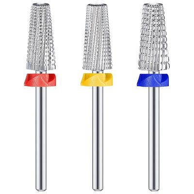 3 Pieces Nail Carbide 5 in 1 Bit Multi-Function Tapered Shaping Nail Drill Carbide Nail Drill Bit Use for Both Left