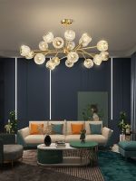 [COD] All copper chandelier living room creative crystal led hall modern home atmosphere light luxury bedroom lamps