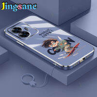 Jingsanc เคสโทรศัพท์น่ารักสำหรับ Realme C55/Realme C55 NFC ป้องกันกล้องเด็กเล่นสเกตเท่กีฬาฟรีสายคล้องสุดหรูแบบบางเคสกันกระแทก TPU นิ่มกันกระแทกด้านหลัง X1-1