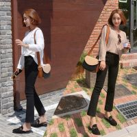 New women long pants flared jeans Korean black pants