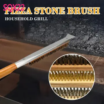 22.2inch Pizza Oven Brush Pizza Stone Brush with Scraper Wood