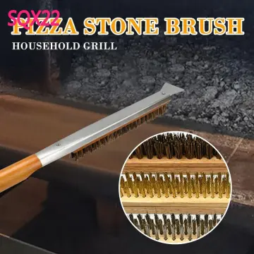 Pizza Oven Cleaning Brush Stone With Stainless Steel Scraper Palm