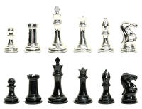 ตัวหมากรุกสากลzinc alloyสีดำ+สีเงิน4 1/8" Professional Series Resin Chess Set with Black &amp; Silver Pieces