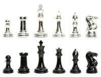 ตัวหมากรุกสากลzinc alloyสีดำ+สีเงิน 4 1/8" Professional Series Resin Chess Set with Black &amp; Silver Pieces