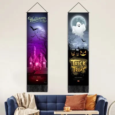 [COD] series cross-border painting hanging horror witch printing home cloth living room decoration scroll tassel