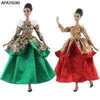 Green Red Gold Costume Fashion Doll Clothes For Barbie Doll Gown 1/6 Doll Accessories Party Dress For Barbie Doll Outfits Electrical Connectors