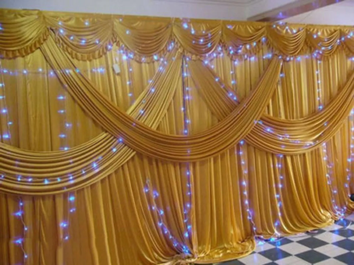 10Ft Silk Satin Wedding Stage Backdrop Curtain Drape Party Decor Detachable  Swag DIY | Lazada