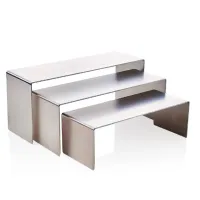 3PCS/Set Matte Surface Stainless Steel Inverted U Shoes Display Shelf, High and Low Three Window Display Stand Racks