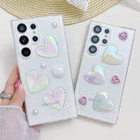 สามมิติ คริสตัลหัวใจ เคสศัพท์ เหมาะสำหรับ Samsung GalaxyS23S22US21+ เคสป้องกัน เคสศัพท์กันกระแทก