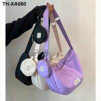 Dumplings Shoulder Womens School Class Commuter Large-capacity Canvas Messenger