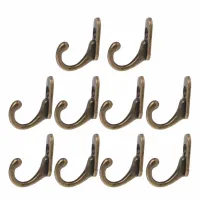 10 Pcs Zinc Alloy Hat Hanger Vintage Towel Coat Wall Hooks Heavy Duty Robe Holder Small Entryway Hooks With Screws Clothes Hangers Pegs