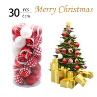 6cm 30 Pcs Barrel Christmas Balls Painted Plastic Set Christmas Tree Spheres Decoration for House 2023 Living Room Pendant