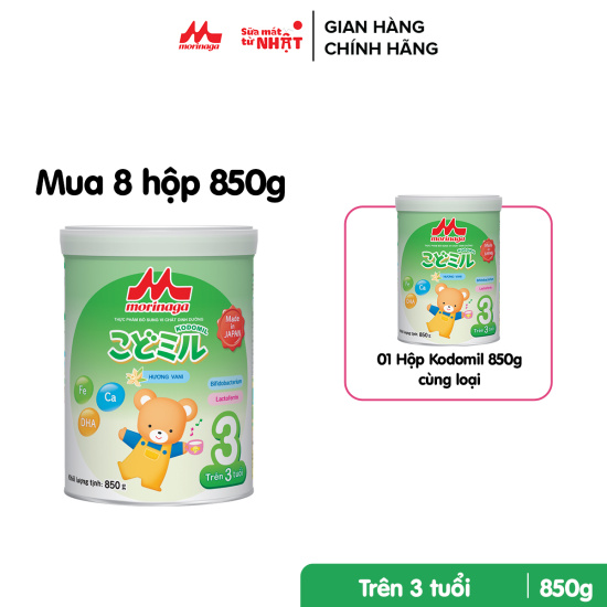 Tặng 1 lon 850gr cùng loại thùng 8 lon sữa morinaga kodomil số 3 hương - ảnh sản phẩm 1