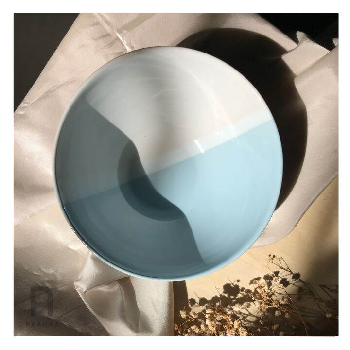 Mangkok Keramik 2 Warna Cantik Properti Foto Estetik Diameter 17 CM