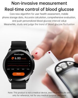 ใหม่ผู้ชายน้ำตาลในเลือด ECG 1.39นิ้ว360*360 HD Touch หน้าจอใหญ่ ECG สมาร์ทวอท์ชการตรวจสอบน้ำตาลในเลือดที่ไม่ล่วงล้ำ