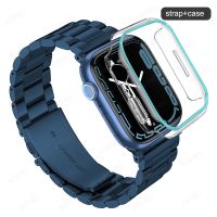 ✇❈☒ Strap case for apple watch band 45mm 44mm 42mm Stainless steel correa for iwatch se apple watch 7 6 5 4 3 41mm 40mm 38 band case
