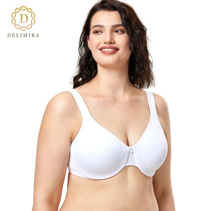 Delimira Womens Smooth Full Figure Underwire Seamless Minimizer